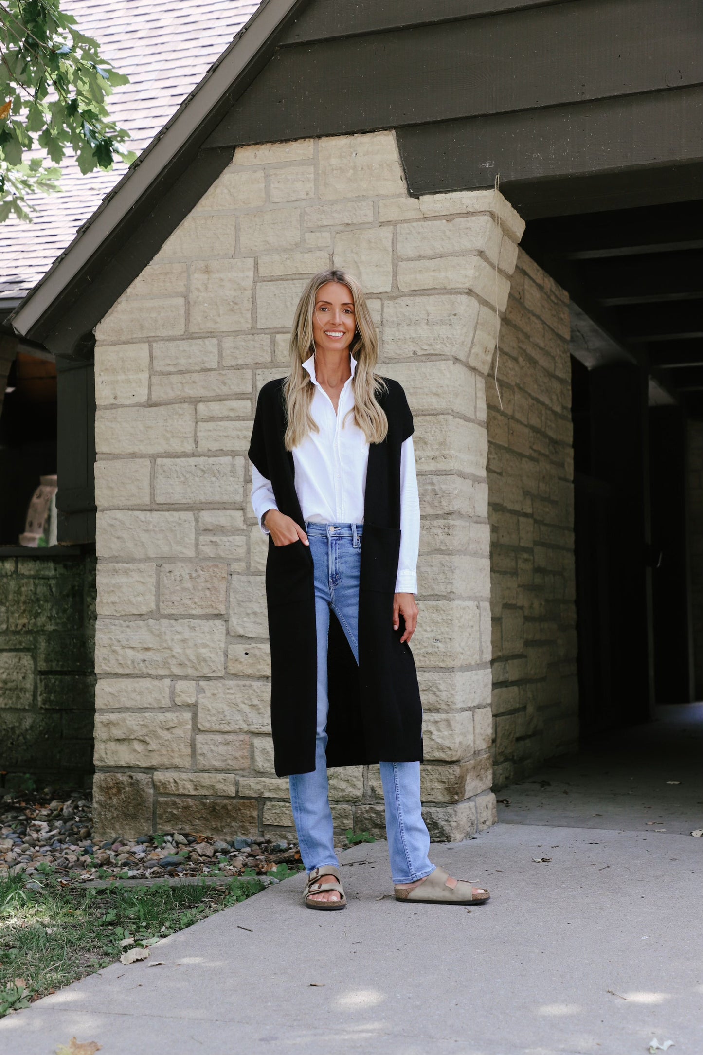 Long Open Cashmere Duster Cardigan in Black