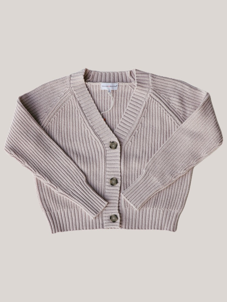 Cotton Tape V-Neck Cardigan in Rose Quartz