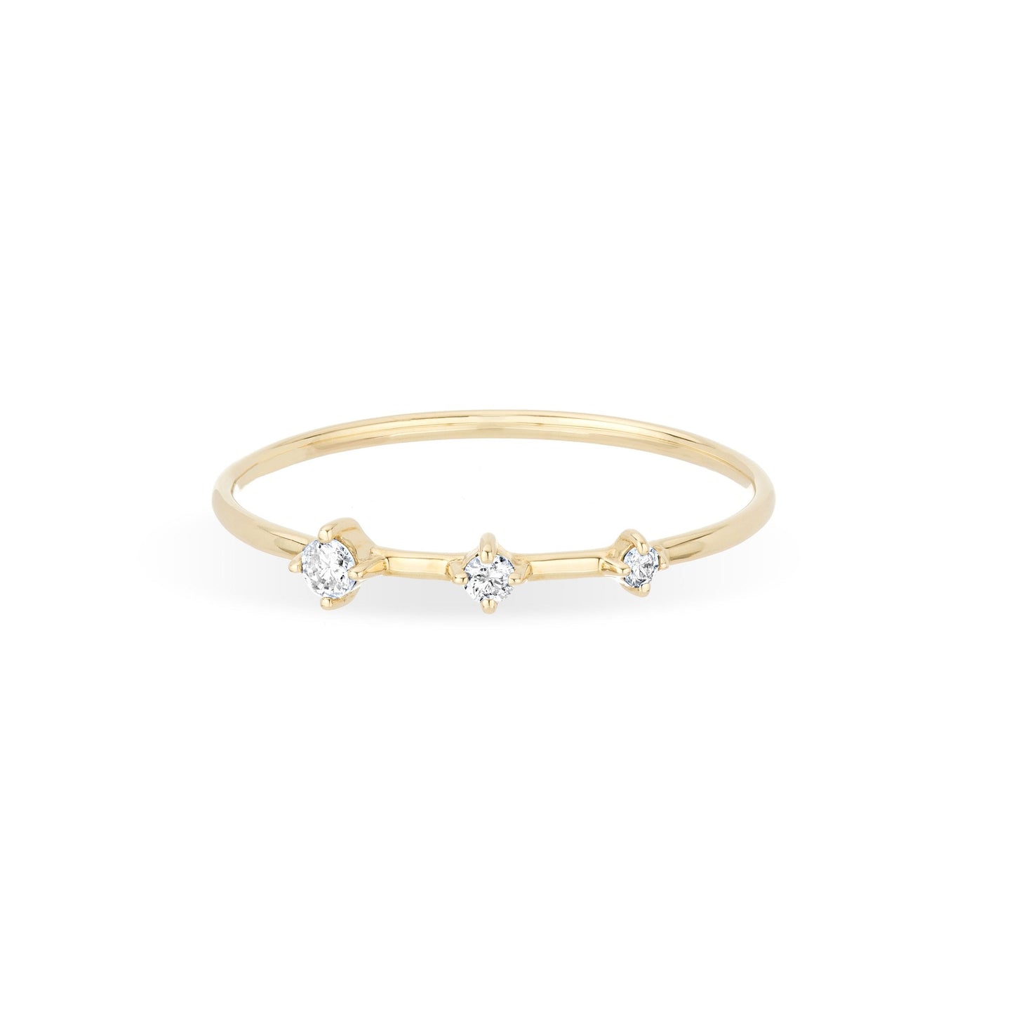 Super Tiny 3 Diamond Stacking Ring Y14k