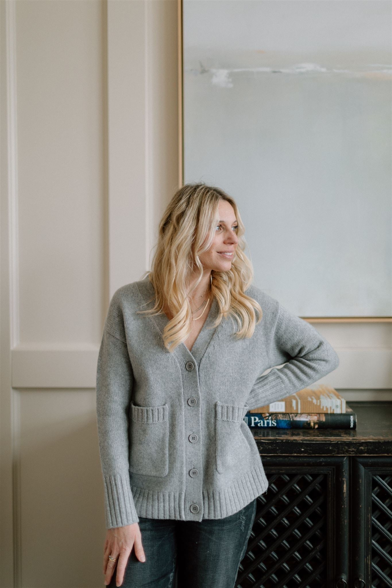 Cozy Cashmere Cardigan in Heather Grey