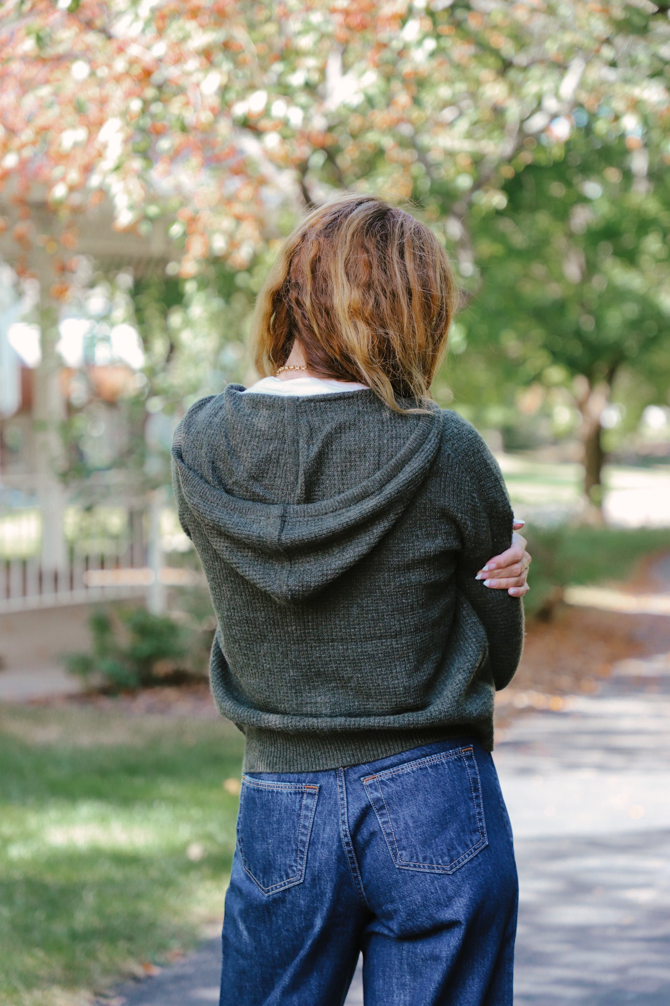 Cashmere Thermal Zip Hoodie in Thyme Heather