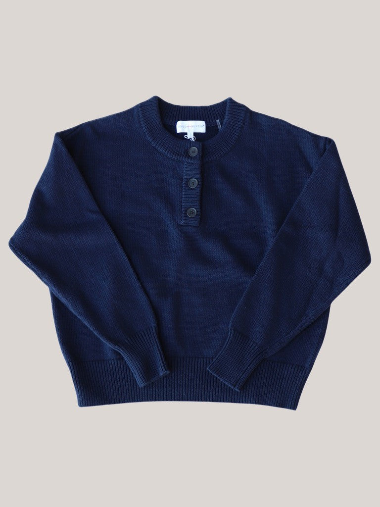 Cotton Tape Henley in Navy