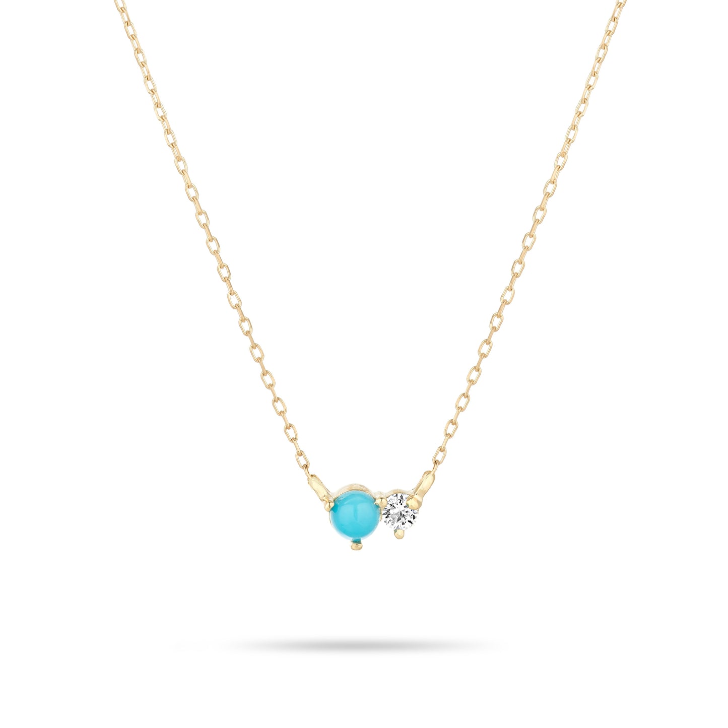 Turquoise + Diamond Amigos Necklace in Y14k