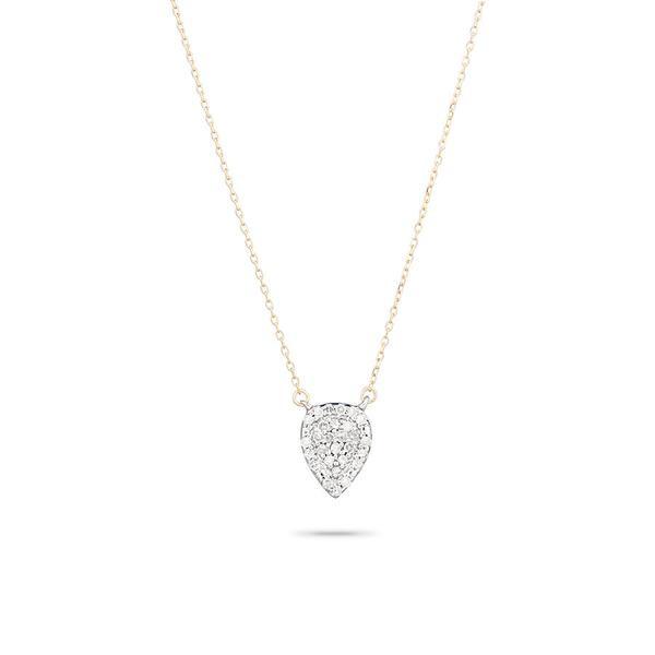 Solid Pave Teardrop Necklace in Y14