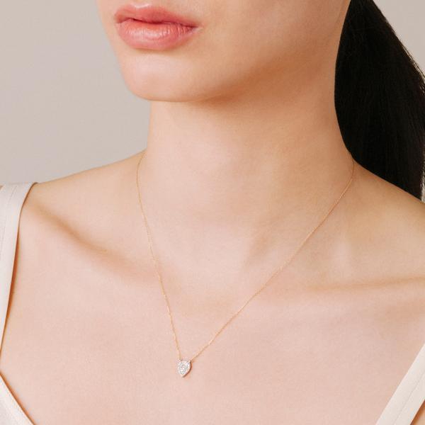 Solid Pave Teardrop Necklace in Y14