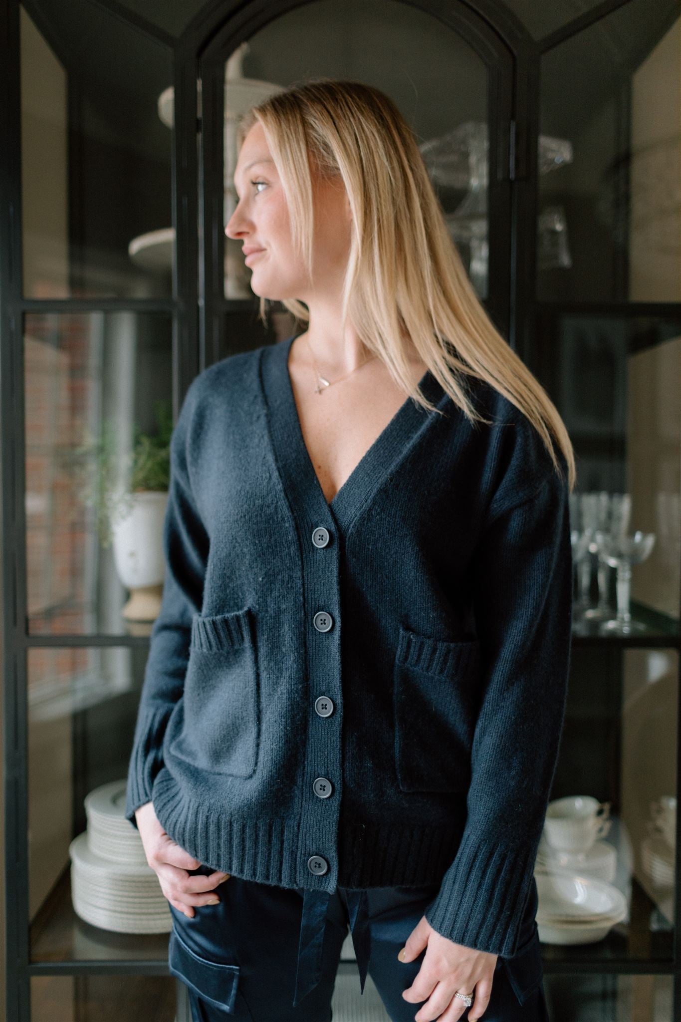 Navy 2024 cashmere cardigan